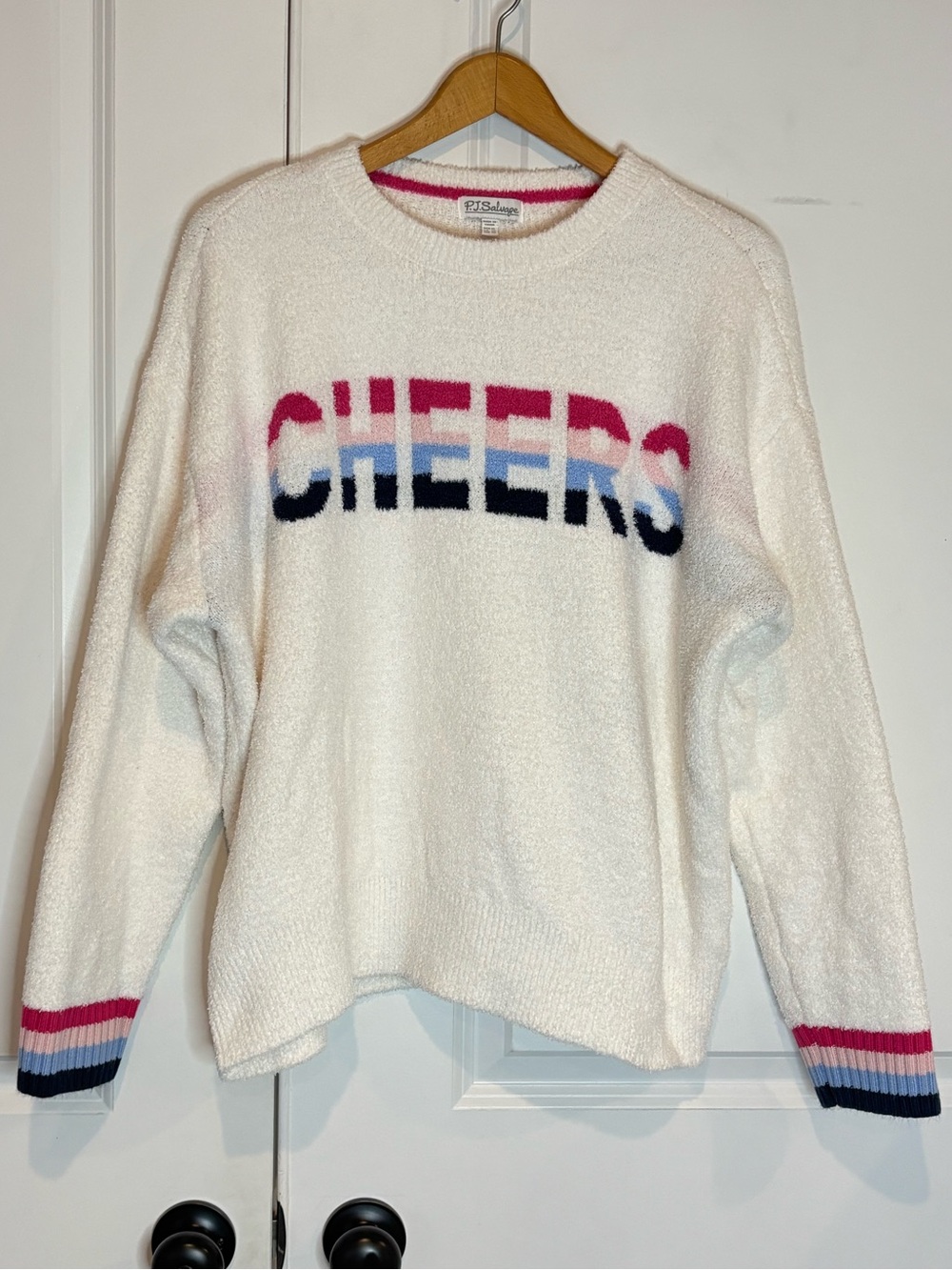 P.J. Salvage Stripe CHEERS Chenille Sweater XL